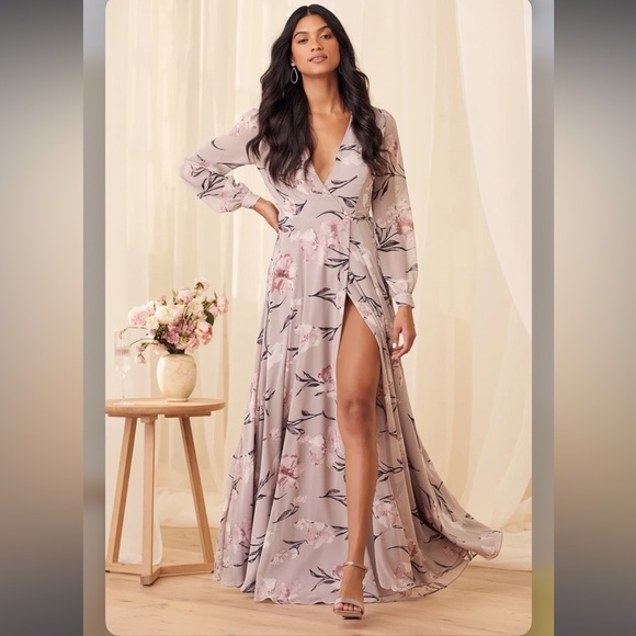 Lulus Dusty Purple Maxi Wrap Floral Dress - Picture 1 of 15